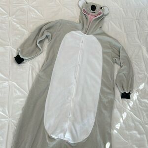 Silver Lilly Women's Button Up Koala Hoodie Jumpsuit Onesies Costume Large